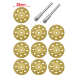 Maxbell 10Pcs Diamond Cutting Wheel with 2pc Mandrel (3mm) for Rotary Tools 30mm