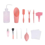 Maxbell 1 Set Succulent Tool Mini Garden Set Bonsai Plant Kits  Set of 12 Pink