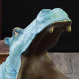 Resin Hippopotamus Statue Storage Figurine Sculpture Home Decor Ornaments