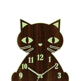 Cute Cat Style Digital Wall Clock Silent Non-Ticking Indoor Clock Home