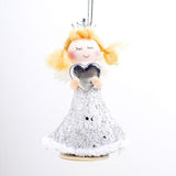 Lovely Angel Girl Doll Pendants Xmas Doll Hanging Angel Silver Heart