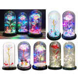 Galaxy Rose Flowers Forever Rose Colorful LED Light in Glass Dome Style1