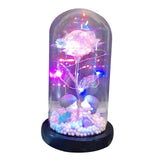 Galaxy Rose Flowers Forever Rose Colorful LED Light in Glass Dome Style2