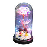 Galaxy Rose Flowers Forever Rose Colorful LED Light in Glass Dome Style4