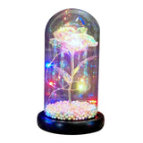Galaxy Rose Flowers Forever Rose Colorful LED Light in Glass Dome Style5
