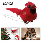 10pcs Artificial Red Cardinal Birds for Centerpieces Home Garden Decor Red Cardinals