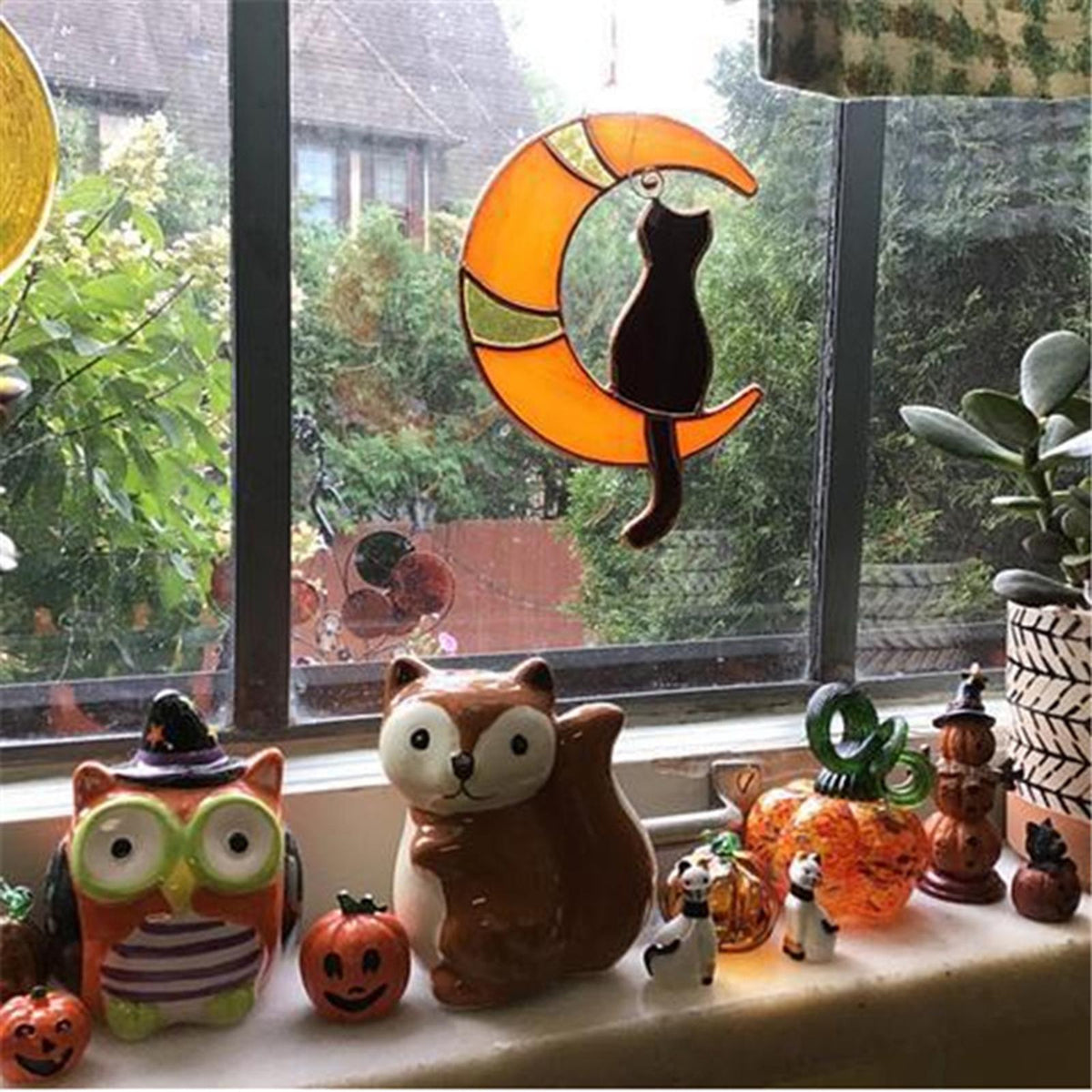 Maxbell  Acrylic Cat Hanging Suncatcher Decor Office Balcony Plants Tree Collections yellow
