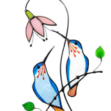 Maxbell  Stained Glass Window Panel Suncatcher Hummingbirds Window Decor Blue