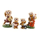 4x Resin Owl Family Sculpture Decorative Ornament Figurine Statue Decoration