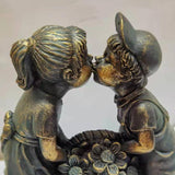 Playing Children Kids Garden Statue Boy and Girl Sculpture Kissing