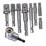 Maxbell 9x Socket Adapter Hex Impact Drill Bits Set Driver Tools 1/4" Extension Tool