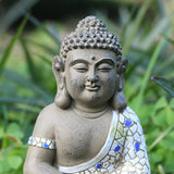 Resin Sitting/Sleeping Buddha Garden Statue for Patio Desk Porch Art Decor Sitting