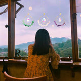 Maxbell Crystal Suncatcher Window Hanging Decor Crystal Sun Catcher Wind Chime Decor Pink