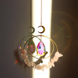 Maxbell Crystal Suncatcher Window Hanging Decor Crystal Sun Catcher Wind Chime Decor Pink