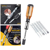 Maxbell Semi-automatic Rotating Screwdriver Hand Push Pull Ratchet  Yellow