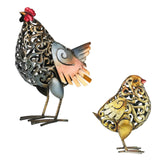 Maxbell Metal Carved Iron Chick Sculpture Garden Statue for Lawn Porch Decorative