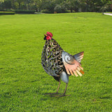 Maxbell Metal Carved Iron Chick Sculpture Garden Statue for Lawn Porch Decorative