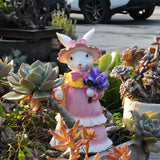 Maxbell Mini Garden Rabbit Statues Photo Props Crafts for Pastoral Patio Decoration F