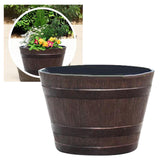 Maxbell Whisky Barrel Garden Planter Resin Rustic Garden Decor Classic 15.5 inch