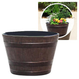 Maxbell Whisky Barrel Garden Planter Resin Rustic Garden Decor Classic 15.5 inch