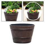 Maxbell Whisky Barrel Garden Planter Resin Rustic Garden Decor Classic 15.5 inch
