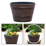 Maxbell Whisky Barrel Garden Planter Resin Rustic Garden Decor Classic 15.5 inch