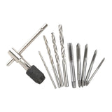 Maxbell Hand Tap Set Screw Thread Taps T-Wrench Reamer Twist Drill Bit 10Pcs