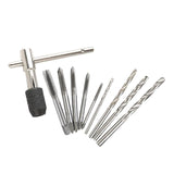 Maxbell Hand Tap Set Screw Thread Taps T-Wrench Reamer Twist Drill Bit 10Pcs