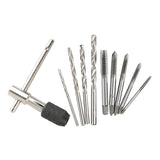 Maxbell Hand Tap Set Screw Thread Taps T-Wrench Reamer Twist Drill Bit 10Pcs