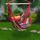 Maxbell Hanging Rope Hammock Chair Swing Seat for Indoor Outdoor Spaces Rainbow