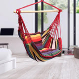 Maxbell Hanging Rope Hammock Chair Swing Seat for Indoor Outdoor Spaces Rainbow