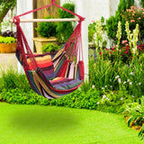 Maxbell Hanging Rope Hammock Chair Swing Seat for Indoor Outdoor Spaces Rainbow
