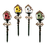 Maxbell Bird House Stakes Handpainted Farmhouse Style Weatherproof for Yard Patio red