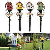 Maxbell Bird House Stakes Handpainted Farmhouse Style Weatherproof for Yard Patio red