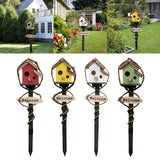 Maxbell Bird House Stakes Handpainted Farmhouse Style Weatherproof for Yard Patio red