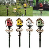 Maxbell Bird House Stakes Handpainted Farmhouse Style Weatherproof for Yard Patio red