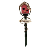 Maxbell Bird House Stakes Handpainted Farmhouse Style Weatherproof for Yard Patio red