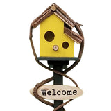 Maxbell Bird House Stakes Handpainted Farmhouse Style Weatherproof for Yard Patio yellow