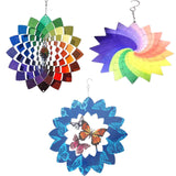 Maxbell Stainless Steel 3D Wind Spinner Indoor/Outdoor Garden Balcony Ornaments Rainbow