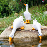 Maxbell Garden Statues Duck Carving Resin Miniature Craft for Garden Home Ornaments Large