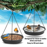 Maxbell Hanging Bird Feeder Dish Strong Chains Food Platform for Outdoor Garden grey
