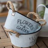 Maxbell Iron Planter Pot Flower Containers with Handle for Garden Balcony Oval