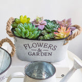 Maxbell Iron Planter Pot Flower Containers with Handle for Garden Balcony Oval