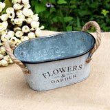 Maxbell Iron Planter Pot Flower Containers with Handle for Garden Balcony Oval