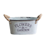 Maxbell Iron Planter Pot Flower Containers with Handle for Garden Balcony Oval