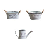 Maxbell Iron Planter Pot Flower Containers with Handle for Garden Balcony Oval