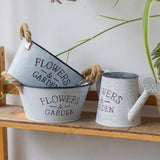 Maxbell Iron Planter Pot Flower Containers with Handle for Garden Balcony Oval