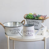 Maxbell Iron Planter Pot Flower Containers with Handle for Garden Balcony Oval