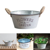 Maxbell Iron Planter Pot Flower Containers with Handle for Garden Balcony Round