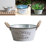 Maxbell Iron Planter Pot Flower Containers with Handle for Garden Balcony Round